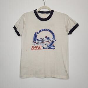 Vintage 70s 80s Ringer Shirt Double Sided Featherfoot Scandia Down Shops Medium